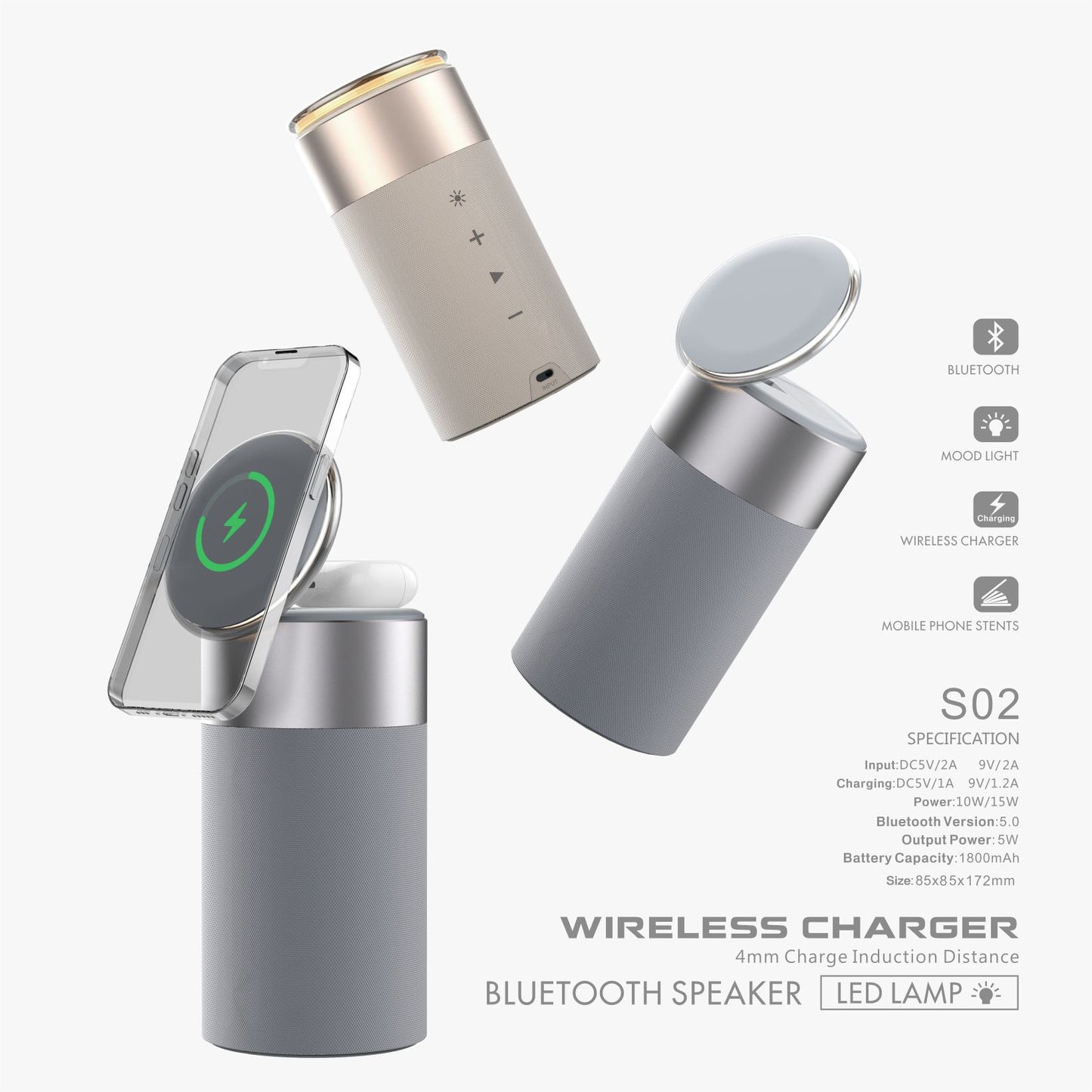 Multi-Function Bluetooth Speaker With Touch Lamp